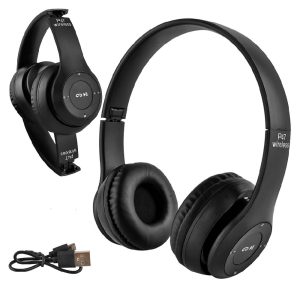 P47 Bluetooth-os akkus  fejhallgató headset MP3 lejátszó - fekete (BBV)