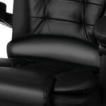 Ergonomikus, hátradönthető irodai forgószék lábtartóval – fekete műbőr (BB16224) (2)