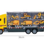 Munkagép szállító kamion átlátszó oldalfallal és 6 munkagéppel (BB10764) (5)