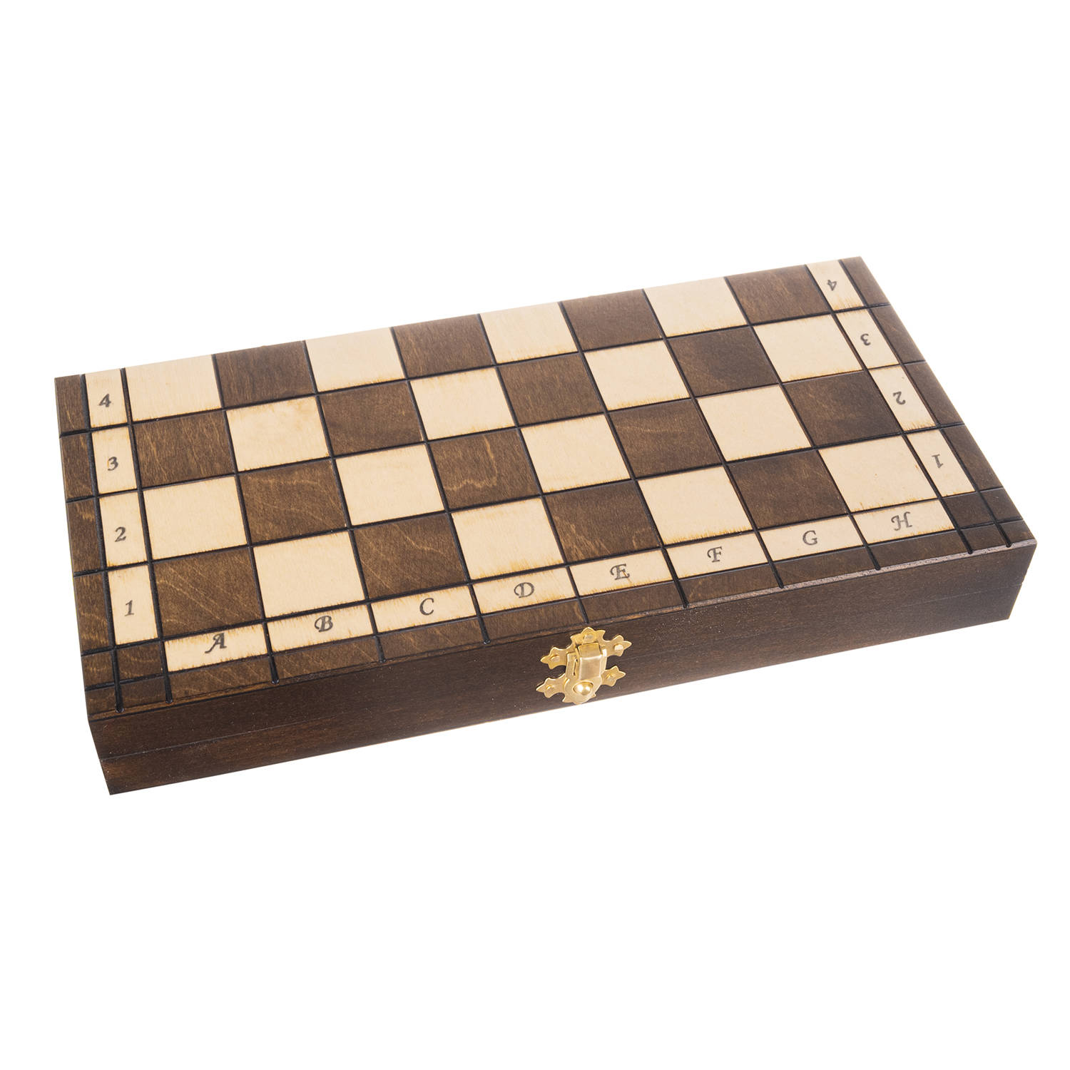 Klasszikus összecsukható fa dáma- és sakktábla bábukkal – 31 x 31 cm (BB-20232) (2)