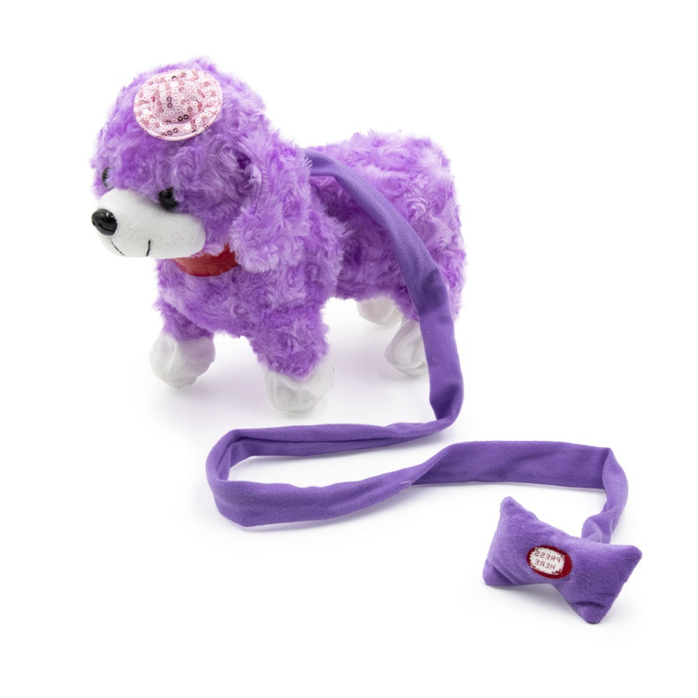 Sétáló, zenélő, ugató lila kutya – pórázzal vezethető2