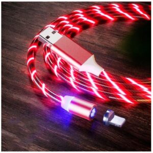Lenyűgözően villogó mágneses USB töltőkábel cserélhető fejekkel – piros (THM) (BBL)