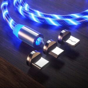 Lenyűgözően villogó mágneses USB töltőkábel cserélhető fejekkel - kék (THM) (BBL) - Image 5