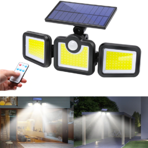 171 COB LED-es napelemes fali lámpa, fény- és mozgásérzékelővel, távirányítóval JD-2959A (BBV)