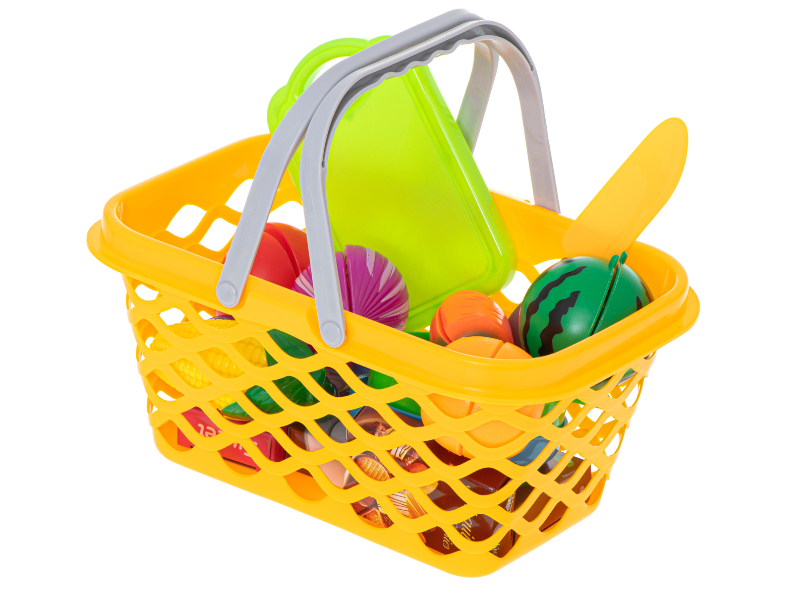 Játék bevásárlókosár vágható gymölcsökkel és zöldségekkel (BBI-6384) (4)