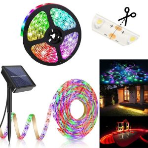Távirányítással vezérelhető, időzíthető, napelemes, kültéri RGB LED szalag - 5M (BBV) (BBD)
