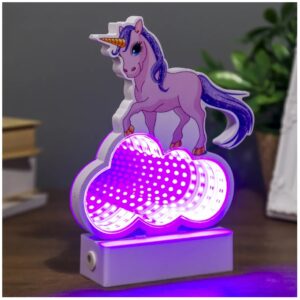 Tükrös LED éjszakai fény - végtelen LED folyosó felhőn álló unikornis mintával (BBM) - Image 1