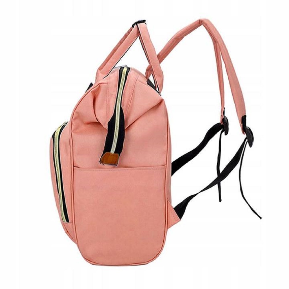 Babakocsihoz rögzíthető – többfunkciós, vízálló – pelenkázó hátizsák sok zsebbel – rózsaszín, 50 x 30 cm (BB-8911) (12)