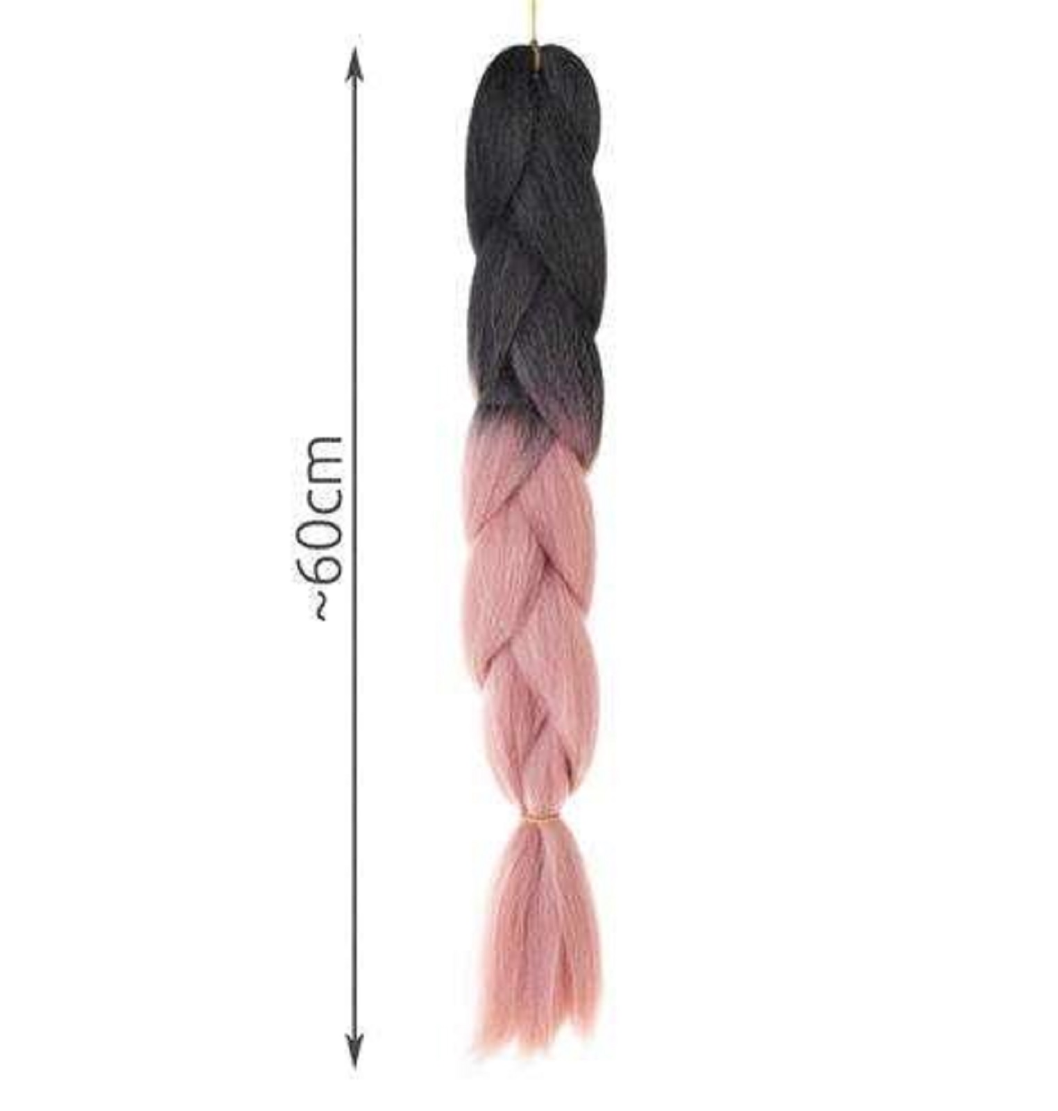 Hőálló, formázható szintetikus hajfonat, farsangra, partikra, leánybúcsúra – 60 cm, fekete – rózsaszín ombre (BB-10348) (1)