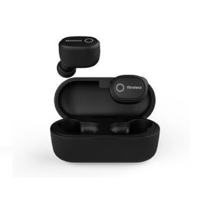 M12 vezeték nélküli 5.0 Bluetooth-os mini fülhallgató, praktikus tokkal - telefonáláshoz, zenehallgatáshoz - fekete (BBV)(FX)
