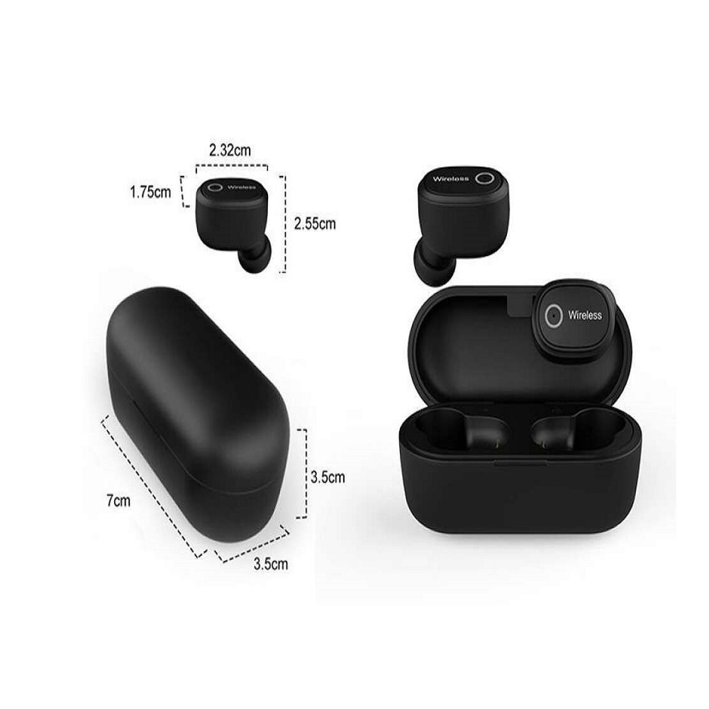 Vezeték nélküli 5.0 Bluetooth-os mini fülhallgató, praktikus tokkal – telefonáláshoz, zenehallgatáshoz – fekete (BBV) (3)