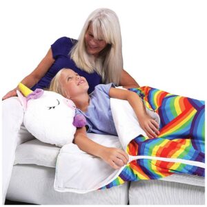 Pihe-puha plüssállattá alakítható hálózsák gyerekeknek - vidám unikornis alakú, kompakt, összecsukható hálózsák (FX) (BBJ) - Image 2