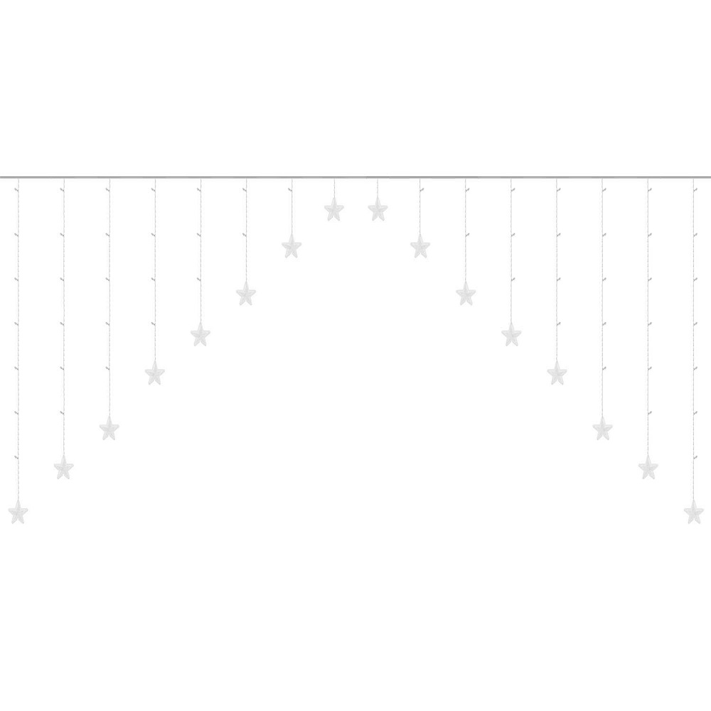 136 LED-es fényfüzér lelógó csillagokkal, kül-, és beltérre egyaránt – 2,45 x 1 m, hideg fehér (BB-11338) (5)