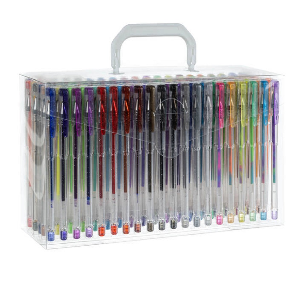 140 darabos színes zselés toll készlet – 4 féle árnyalattal, praktikus hordozható tokban (BB-16708) (2)