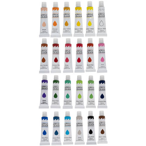 24 különböző színű prémium akril festék készlet -12 ml-es tubusokban (BB-20363) (8)