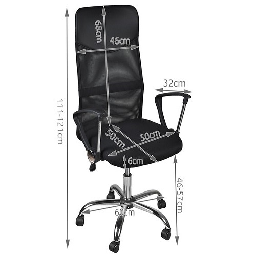 Ergonomikus irodai szék magasított háttámlával és állítható magassággal – fekete (BB-2727) (2)