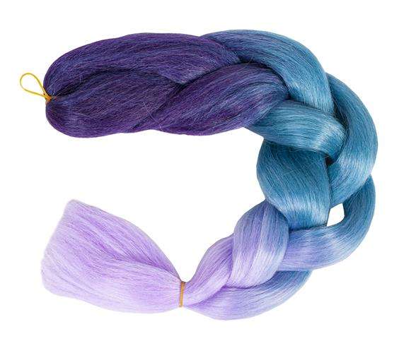 Hőálló, formázható szintetikus hajfonat, farsangra, partikra, leánybúcsúra – 60 cm, lila-kék-rózsaszín ombre (BB-10342) (2)