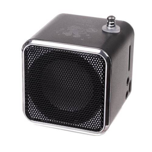 Hordozható, vezeték nélküli mini hangszóró FM rádióval, Bluetooth funkcióval – 5 x 5 x 5 cm, fekete (BB-12274) (2)