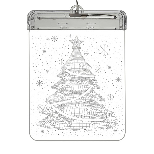 LED fényes karácsonyi 3D üveg karácsonyfa dekoráció tapadókoronggal – 17 x 11,5 x 1,5 cm, átlátszó (BB-17225) (5)