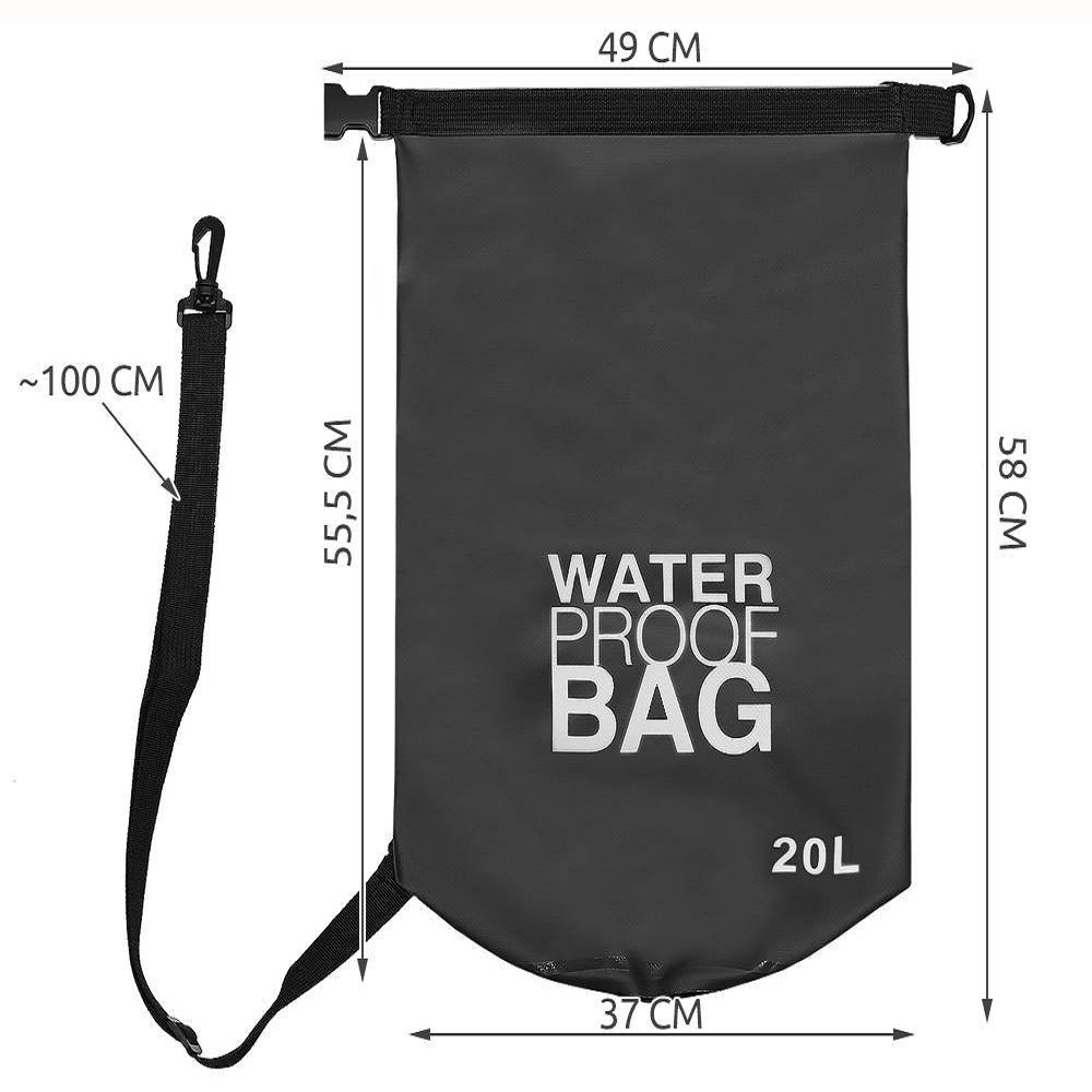 PVC anyagból készült praktikus vízálló táska állítható pánttal – kiránduláshoz, strandoláshoz – 20 L (BB-6900) (7)