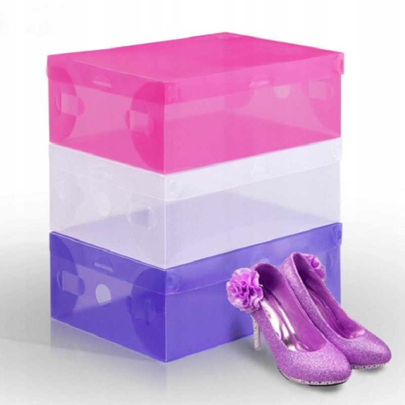 Univerzális, helytakarékos cipősdoboz – összecsukható és szétnyitható – 33 x 20 x 12 cm, átlátszó (BB-2288) (6)