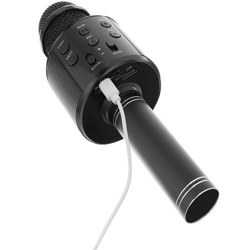 Vezeték nélküli Bluetooth Karaoke mikrofon beépített hangszóróval – fekete (BB-8995) (2)