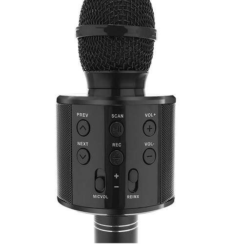 Vezeték nélküli Bluetooth Karaoke mikrofon beépített hangszóróval – fekete (BB-8995) (3)