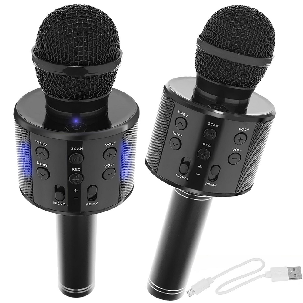 Vezeték nélküli Bluetooth Karaoke mikrofon beépített hangszóróval – fekete (BB-8995) (9)