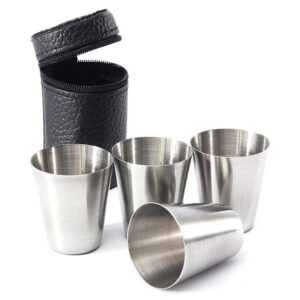 4 részes utazó pálinkás pohár szett - 0,5 dl-es fém kupica készlet praktikus bőr tokban (BBL) - Image 6
