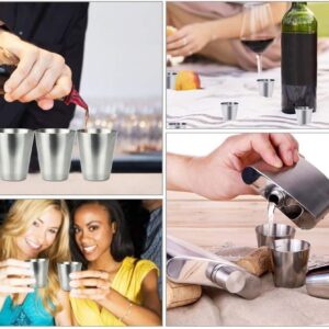 4 részes utazó pálinkás pohár szett - 0,5 dl-es fém kupica készlet praktikus bőr tokban (BBL) - Image 2