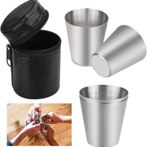 4 részes utazó pálinkás pohár szett - 0,5 dl-es fém kupica készlet praktikus bőr tokban (BBL) - Image 5