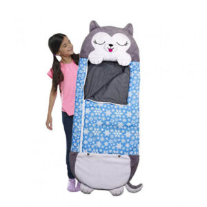 Pihe-puha plüssállattá alakítható hálózsák gyerekeknek - vidám husky alakú, kompakt, összecsukható hálózsák (FX) (BBJ) - Image 2