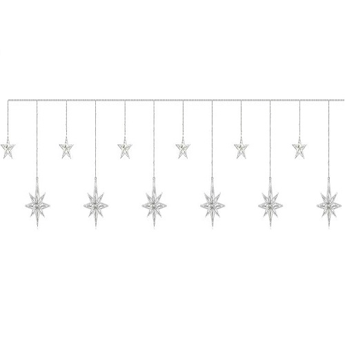 138 LED-es fényfüggöny csillagokkal – 8 világítási móddal, 5 fényerősséggel – 3,7 m, színes (BB-17228) (2)