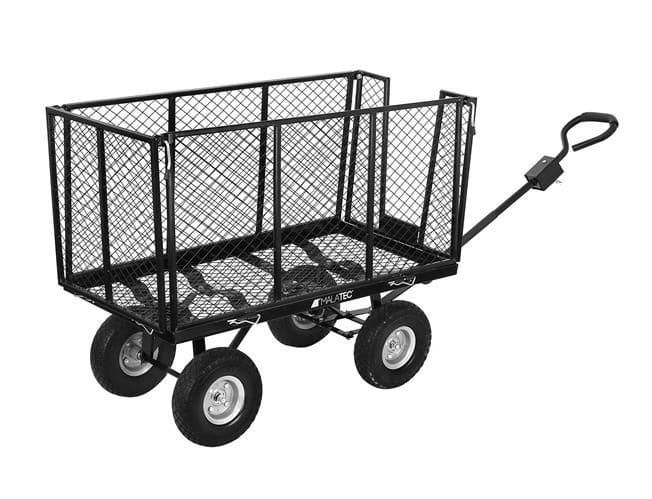 350 kg teherbírású, fém kerti kézikocsi utánfutó – magas oldalfalakkal, fogantyúval és ponyvával (BB-9040) (4)