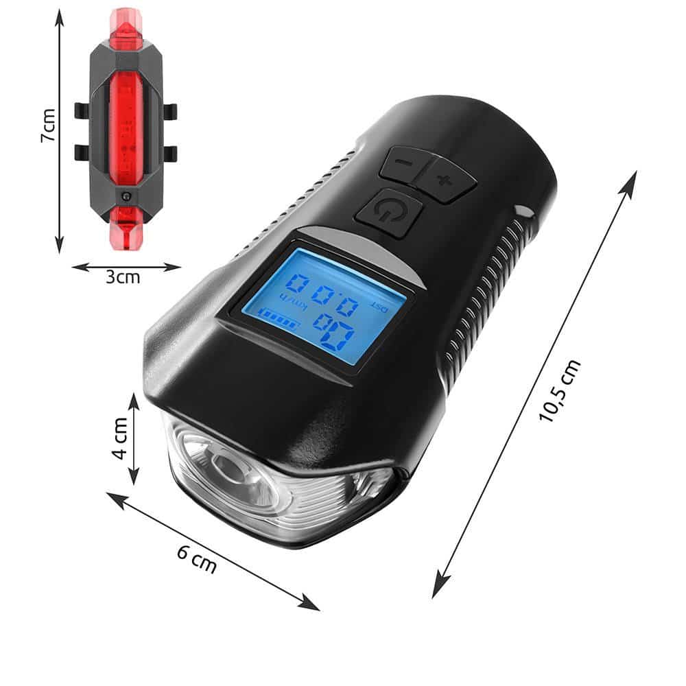4 az 1-ben vízálló LED-es kerékpár lámpa szett – digitális sebességmérővel (BB-12044) (3)