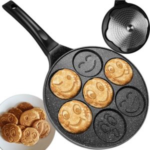 Tapadásmentes serpenyő tojás-, és palacsinta sütéshez 7 formával - 26 cm, fekete (BB-19317)