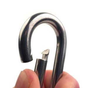 Rugós fém karabiner hegymászáshoz, barlangászathoz, vitorlázáshoz - 10 x 50 x 100 mm (BBL)