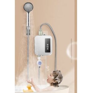 Átfolyós termosztatikus vízmelegítő 1,5 méter hosszú gégecsővel és zuhanyfejjel - 3500 W (BBV) (BBJH) - Image 2