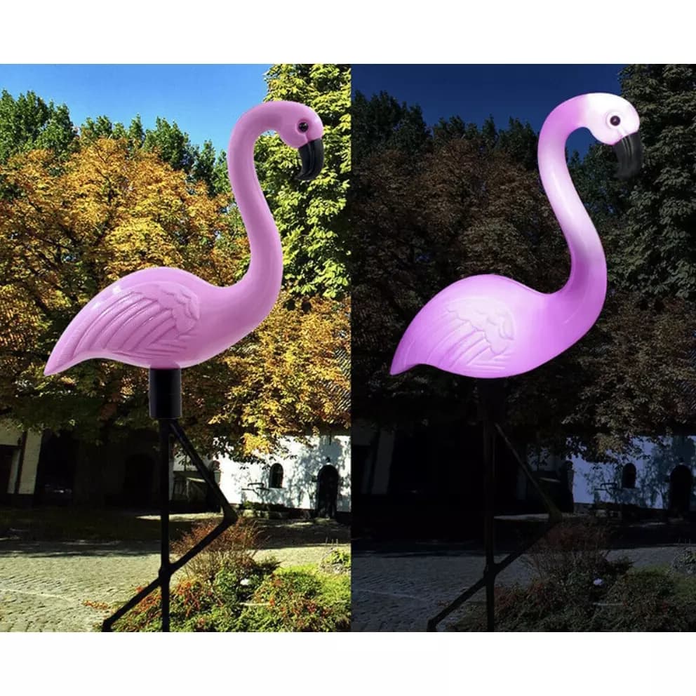 3 darabos LED-es, leszúrható napelemes kültéri dekor lámpa – kerti szolár lámpa flamingó figurával (BB-21151) (5)