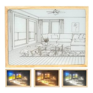 Mesés fényfestmény állítható színhőmérséklettel és fényerővel - képkeretbe épített éjszakai LED világítás - 20x26 cm (BBJ)