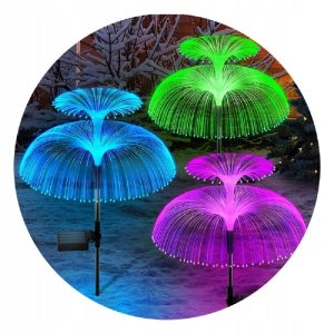 2 db-os napelemes, kültéri leszúrható lámpa szett - RGB LED medúza alakú kültéri dekor világítás (BBJH) (BBJ) (BBD)