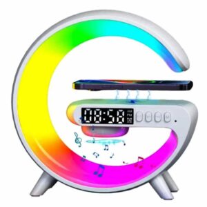 G63 Multifunkciós szórakoztató állomás – Bluetooth hangszóró, vezeték nélküli töltő, RGB LED party fény és éjszakai lámpa – 10W (BBV)