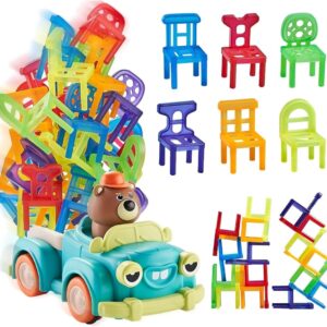 Autós székpakolós ügyességi társasjáték - építs széktornyot a mozgó kisautóra ( BBJ) - Image 1