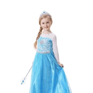 Farsangi hercegnő jelmez kislányoknak - csillogó kék királylány jelmez, S méret, 100-110cm magasságra (BBJ) - Image 1