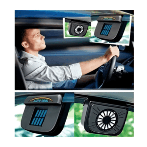 Napelemes, ablakra rögzíthető autó szellőztető ventilátor - fekete (BBV)