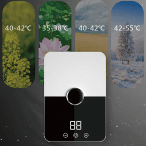 Modern megjelenésű digitális hőmérséklet-szabályozós átfolyós vízmelegítő csaptelep zuhanyfejjel (BBV) - Image 5