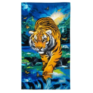 Szuper nedvszívó tigris mintás plüss strandfürdőlepedő 70 x 140 cm (BBCD)