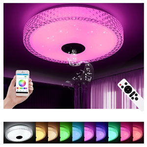 Intelligens mennyezeti lámpa Bluetooth hangszóróval – RGBW fények és 3000-6500K színhőmérséklet (BBJH)
