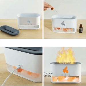 Kristály sókő és lánghatású esszenciális olaj diffúzor – 250 ml USB tápellátású csendes cool mist párásító relaxációhoz KP-023 (THM) - Image 8