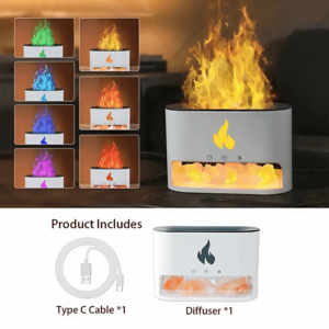 Kristály sókő és lánghatású esszenciális olaj diffúzor – 250 ml USB tápellátású csendes cool mist párásító relaxációhoz KP-023 (THM) - Image 6